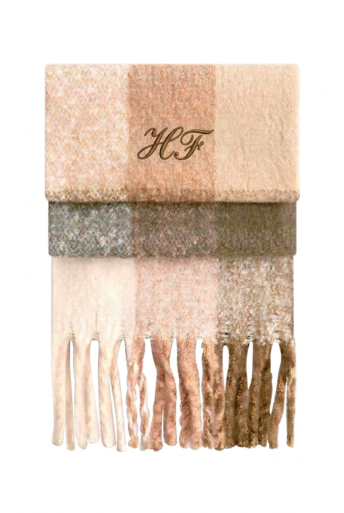 Personalised Chunky Knit Check Scarf - Second Image