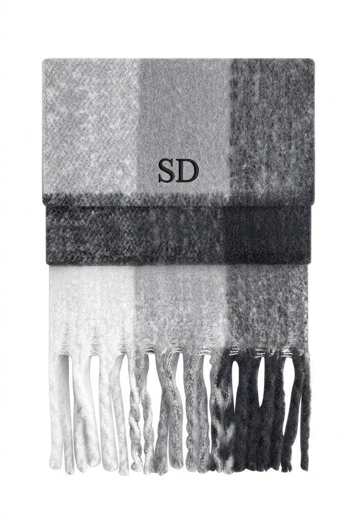 Personalised Chunky Knit Check Scarf